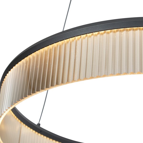 Moderna viseća svjetiljka crna 59 cm uklj. LED s 3-stupanjskim prigušivanjem - Anello Chandelier