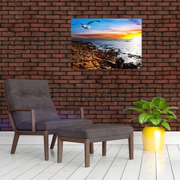 Slika - Galeb leti iznad obale (70x50 cm)