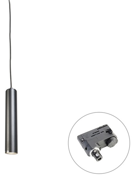 Dizajnerska viseća svjetiljka crna, uklj. adapter za tračnicu 3-fazna - 3-fazna Tuba Small