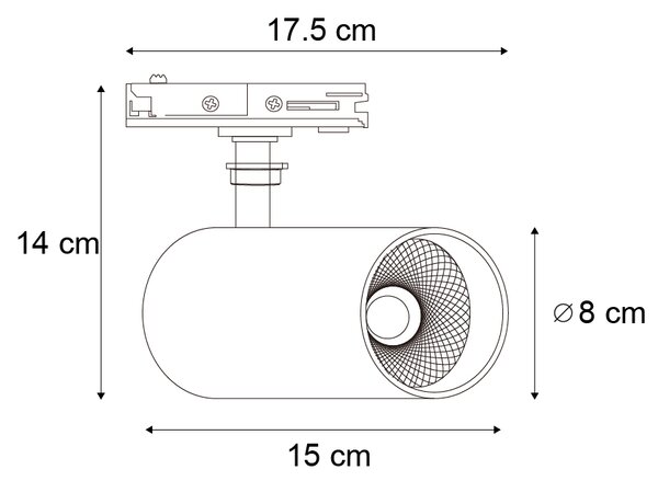 Moderni reflektor bijeli za 1-fazni sustav tračnica, uklj. LED - Iconic Mark