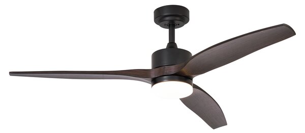 Stropni ventilator crni s uzorkom drveta 132 cm uklj. LED prigušivanje s daljinskim upravljačem - Joly