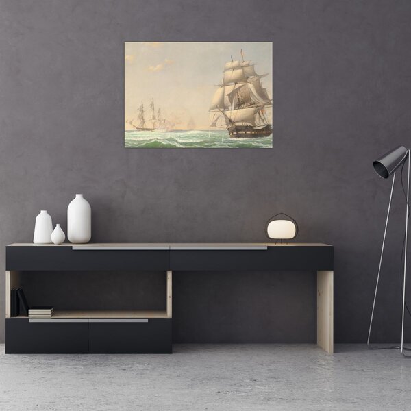 Slika - Fitz Henry Lane, The United States Frigate President Engaging the British Squadron, reprodukcije (70x50 cm)