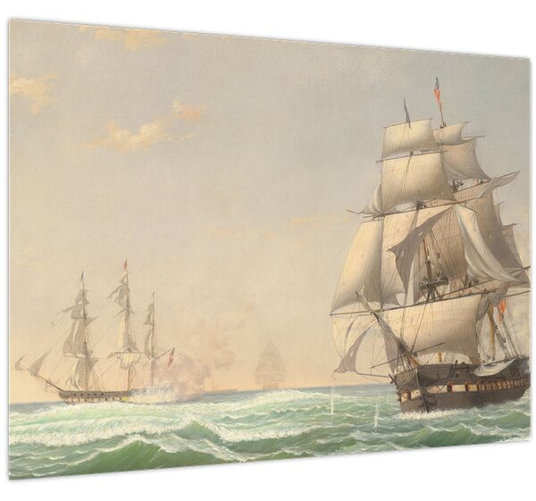 Slika - Fitz Henry Lane, The United States Frigate President Engaging the British Squadron, reprodukcije (70x50 cm)