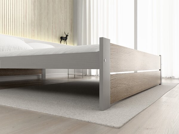 Krevet IKAROS DOUBLE 160 x 200 cm, hrast sonoma/siva Podnica: Bez podnice, Madrac: Madrac Deluxe 10 cm