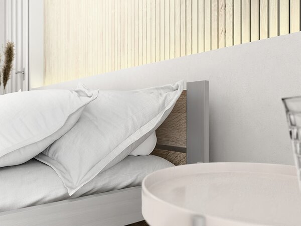 Krevet IKAROS DOUBLE 160 x 200 cm, hrast sonoma/siva Podnica: Bez podnice, Madrac: Madrac Deluxe 10 cm