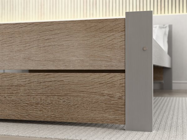 Krevet IKAROS DOUBLE 160 x 200 cm, hrast sonoma/siva Podnica: Bez podnice, Madrac: Madrac Deluxe 10 cm