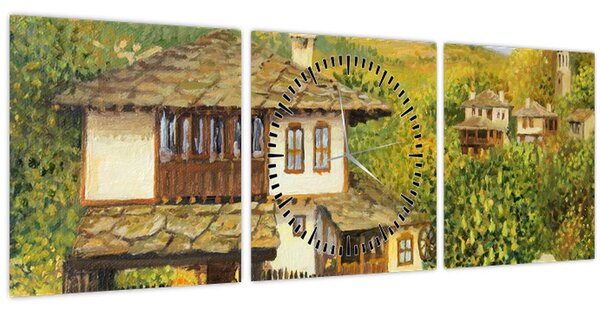 Slika - Vikendice ljeti (sa satom) (90x30 cm)