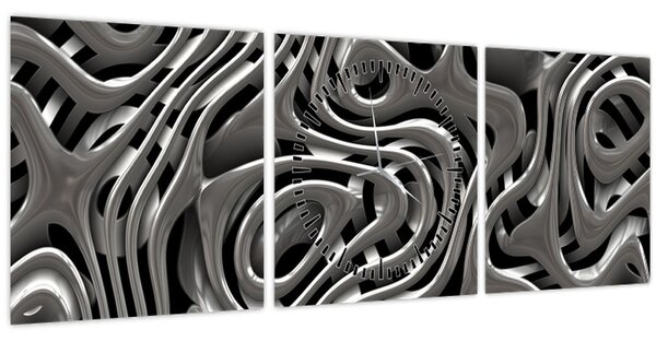 Slika - Metalna apstrakcija (sa satom) (90x30 cm)