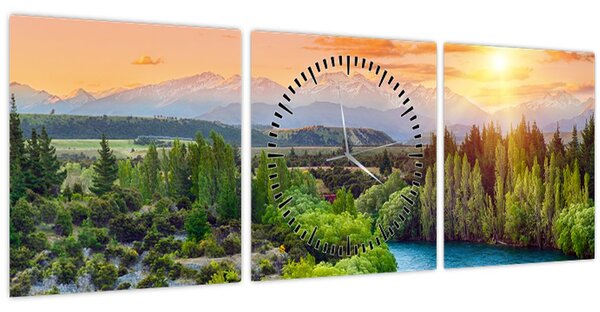 Slika - Šumski planinski krajolik (sa satom) (90x30 cm)