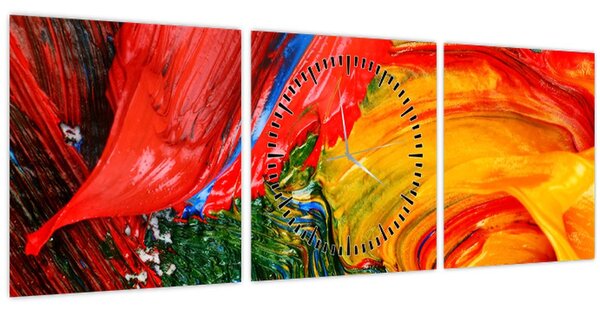 Slika - Modrenje apstrakcije kistom (sa satom) (90x30 cm)
