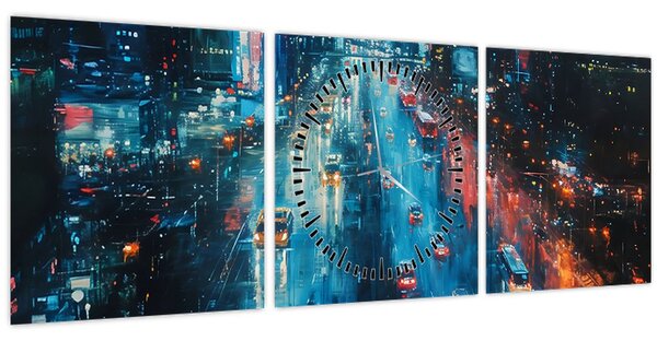 Slika - Veliki grad, ulje na platnu (sa satom) (90x30 cm)