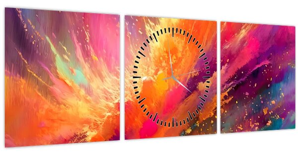 Slika - Dinamička apstrakcija (sa satom) (90x30 cm)