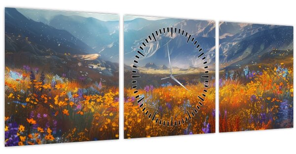 Slika - Slikani planinski pejzaž II. (sa satom) (90x30 cm)