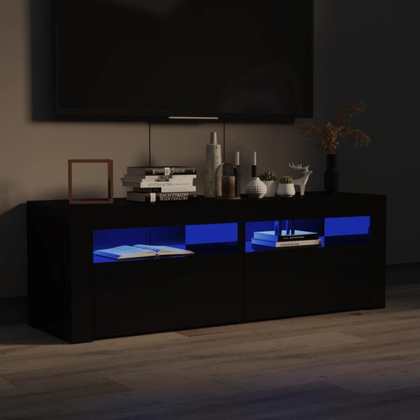 VidaXL TV ormarić s LED svjetlima visoki sjaj crni 120 x 35 x 40 cm
