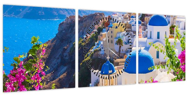 Slika - Santorini, Grčka (sa satom) (90x30 cm)