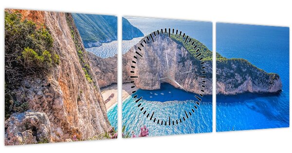 Slika - Plaža Navagio, Grčka (sa satom) (90x30 cm)