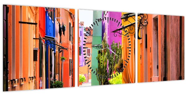 Slika - Šarena kuća u Buranu, Venecija (sa satom) (90x30 cm)