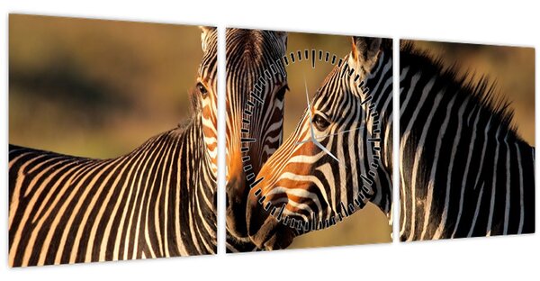 Slika - Dvije zebre (sa satom) (90x30 cm)