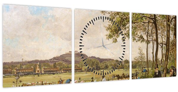 Slika - French 19th Century, Race Course at Longchamps, reprodukcije (sa satom) (90x30 cm)