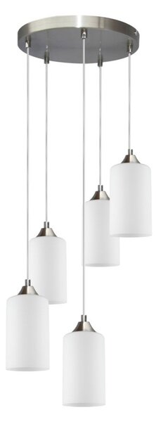 Bosco viseća lampa E27 grlo, 5 žarulja, 60W saten-bijela-transparent