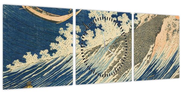 Slika - Katsushika Hokusai, Fishing Boats at Choshi in Shimosa (Soshu Choshi) , reprodukcije (sa satom) (90x30 cm)