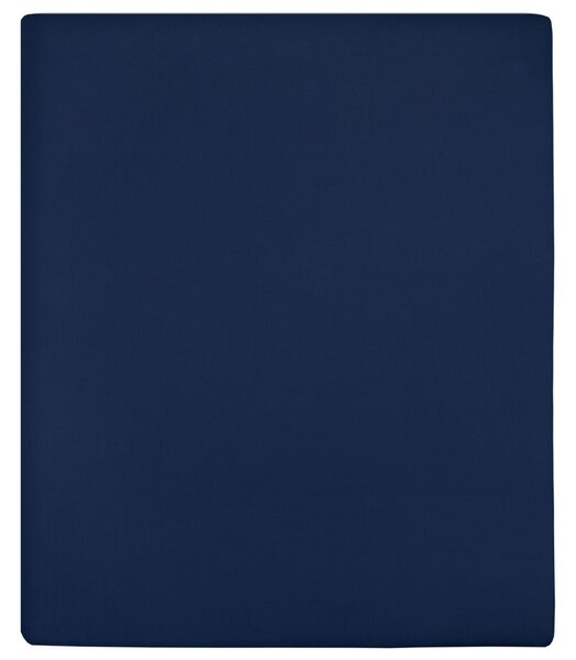 VidaXL Plahta s gumicom od žerseja modra 140x200 cm pamučna