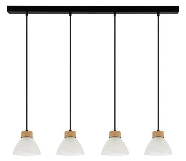 Prahas viseća lampa E14 grlo, 4 žarulje, 40W crno-hrast-bijela