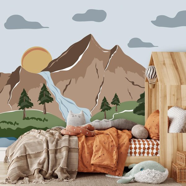 Foto tapeta - Ilustracije planinskih pejzaža (147x102 cm)