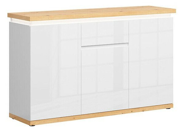 Komoda Boston CM100Sjajno bijela, Artisan hrast, S ladicama i vratima, 91x148x43cm