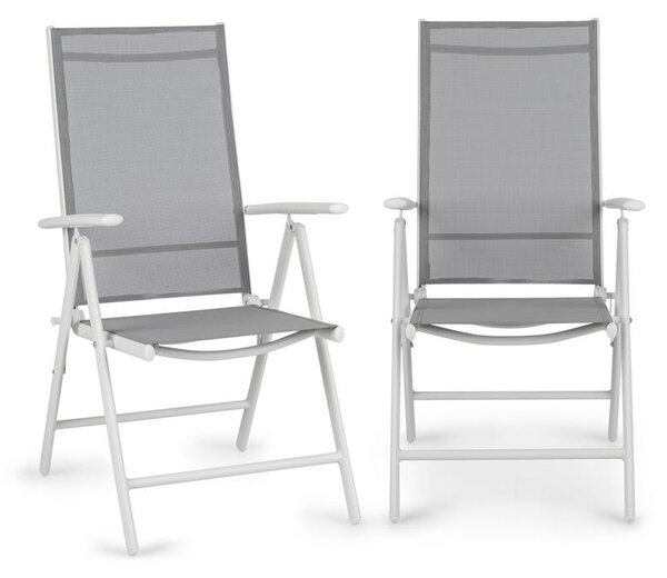 Blumfeldt Almeria, sklopiva stolica, set 2 komada, 56,5 x 107 x 68 cm, comfortmesh, aluminij, bijela