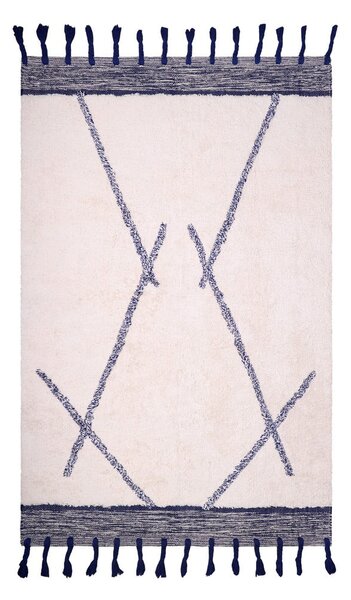 Bijelo-sivi ručno izrađeni tepih Nattiot Shaanti, 110 x 170 cm