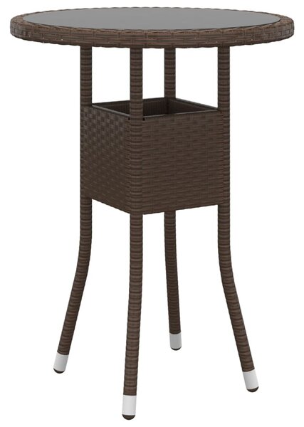 VidaXL Vrtni stol Ø 60 x 75 cm od kaljenog stakla i poliratana smeđi