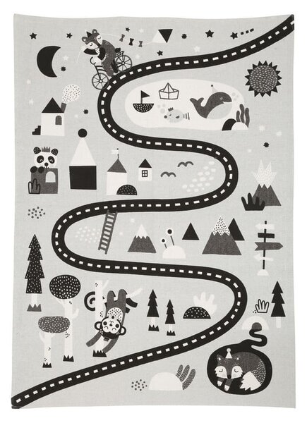 Sivo-crno dječji tepih pamuka Södahl Forest, 95 x 130 cm