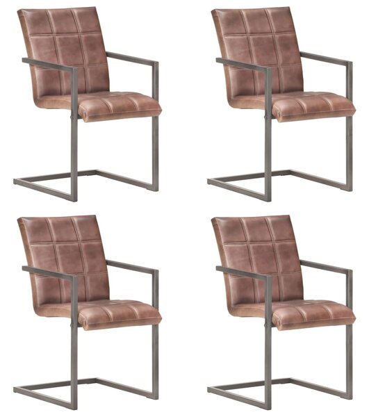 VidaXL Konzolne blagovaonske stolice od prave kože 4 kom grube smeđe