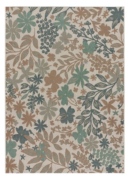 Bež-zeleni vanjski tepih Universal Floral, 77 x 150 cm
