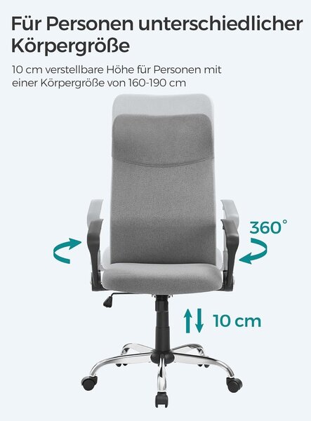 Uredska stolica, ergonomska stolica s podstavljenim sjedalom, siva