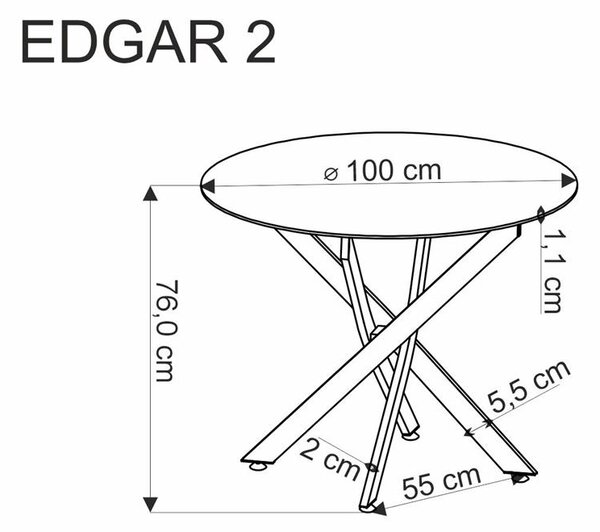 Blagovaonski stol Edgaro 2 (bijeli mramor + crna) (za 4 osobe)