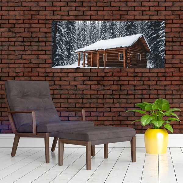 Slika - Koliba prekrivena snijegom (120x50 cm)