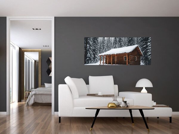 Slika - Koliba prekrivena snijegom (120x50 cm)