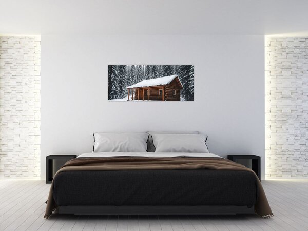 Slika - Koliba prekrivena snijegom (120x50 cm)