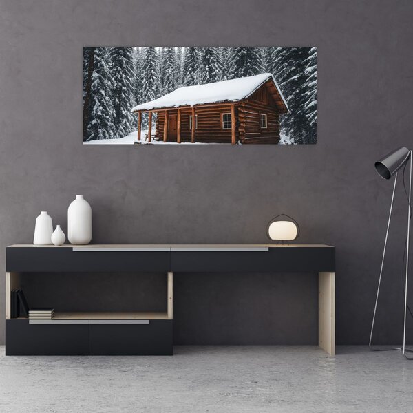 Slika - Koliba prekrivena snijegom (120x50 cm)