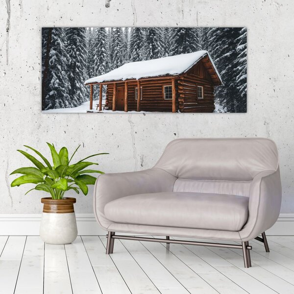 Slika - Koliba prekrivena snijegom (120x50 cm)
