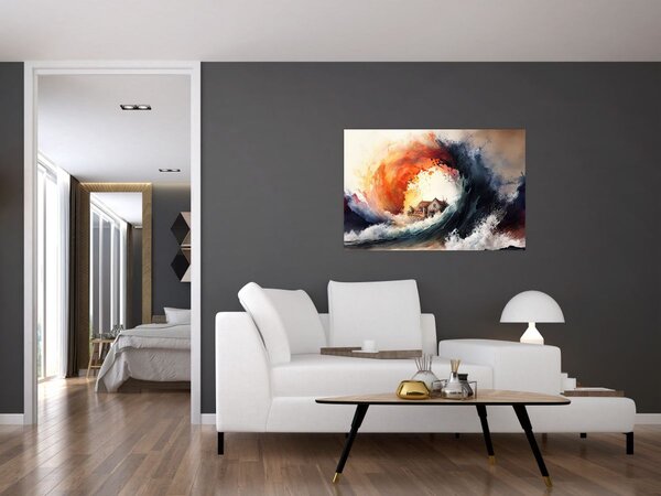 Slika - U vrtlogu poplave, akvarel (90x60 cm)