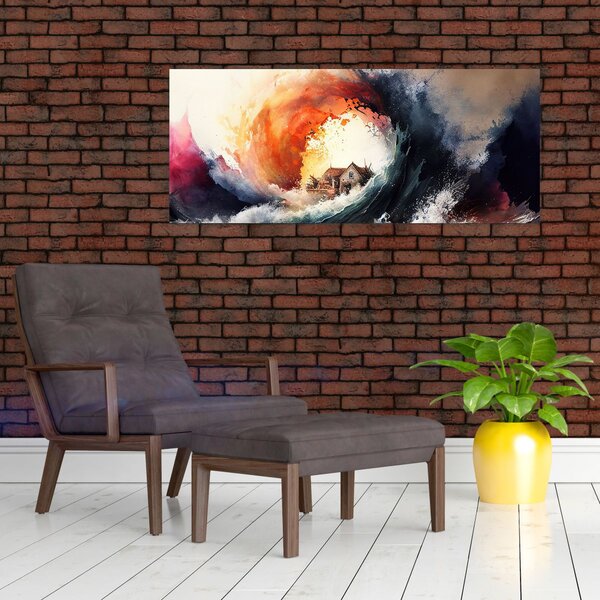 Slika - U vrtlogu poplave, akvarel (120x50 cm)