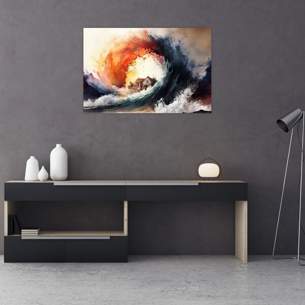 Slika - U vrtlogu poplave, akvarel (90x60 cm)