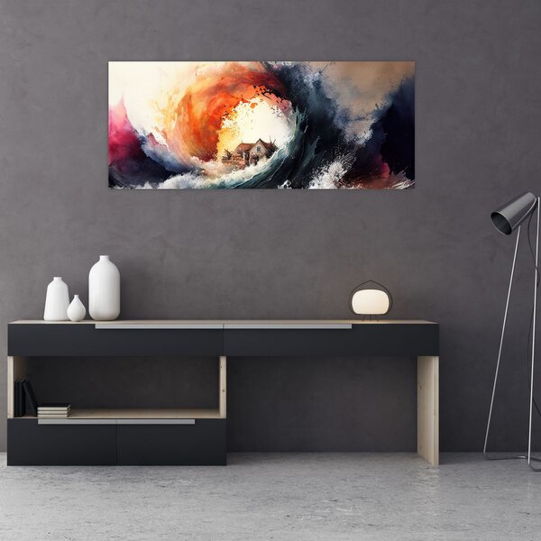 Slika - U vrtlogu poplave, akvarel (120x50 cm)