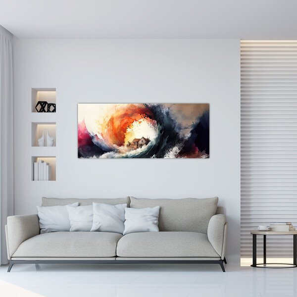 Slika - U vrtlogu poplave, akvarel (120x50 cm)
