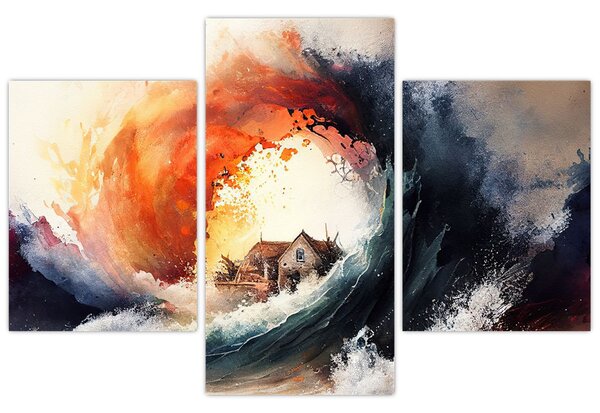 Slika - U vrtlogu poplave, akvarel (90x60 cm)