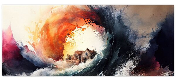 Slika - U vrtlogu poplave, akvarel (120x50 cm)