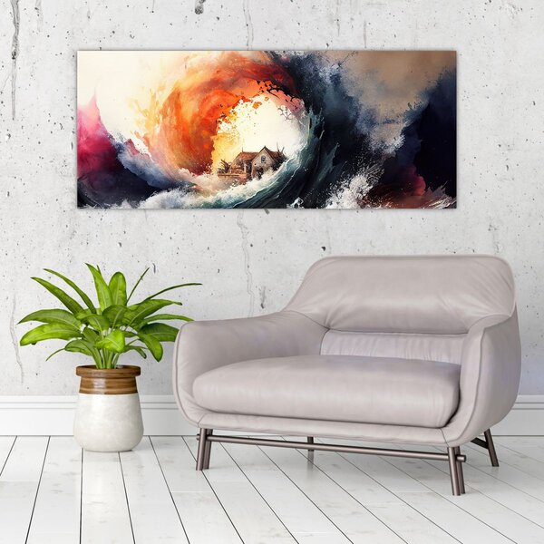 Slika - U vrtlogu poplave, akvarel (120x50 cm)